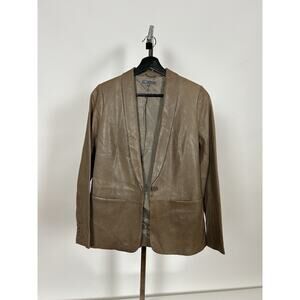 $1095 Vince Women Brown Tan Fitted Lamb Leather Blazer Jacket Size 2